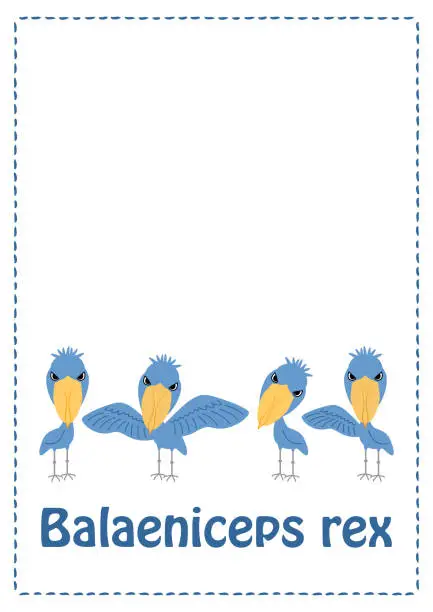 Vector illustration of Habirokou Illustration Set (Postcard) Vector shoebill stork owl Balaeniceps rex illustration set (postcard) vecto