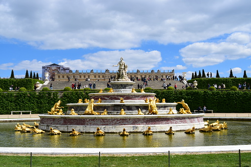 The Latona Fountain in the Garden of Versailles in France. The Garden of Versailles is on the UNESCO World Heritage List.