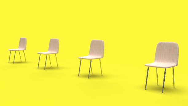 istock Chair distance for social distancing content 3d rendering. 1269027565