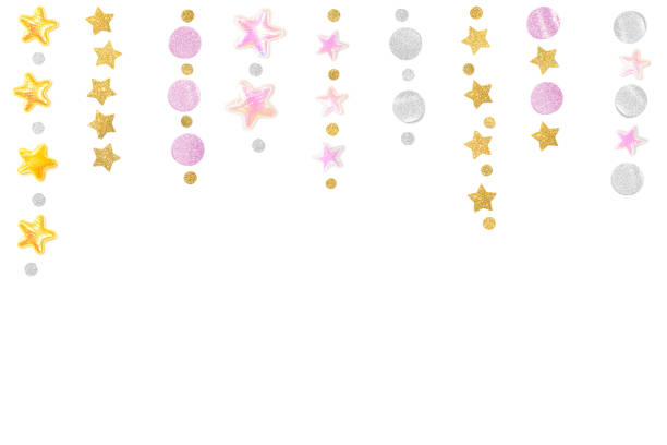 istock Pink gold glitter star paper cut on white background 1269027895