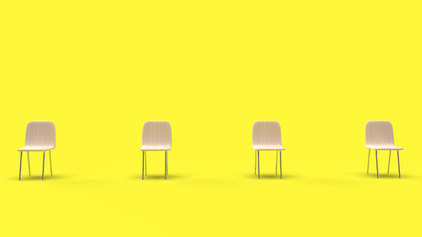 istock Chair distance for social distancing content 3d rendering. 1269028077