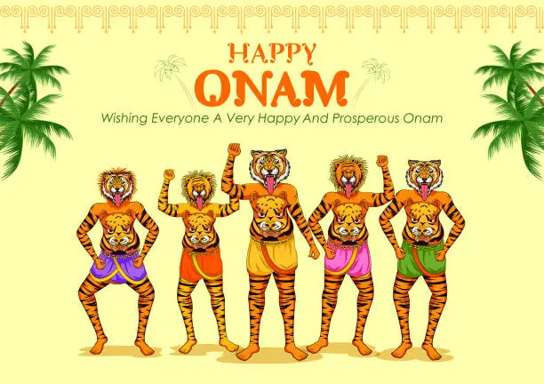 Vector illustration of Background for Happy Onam festival of South India Kerala