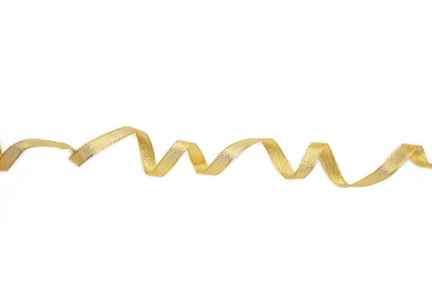 istock Shiny gold satin ribbon on white background with copy space 1269036151