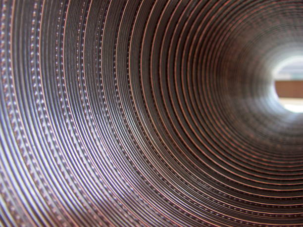 istock Corrugated metal pipe are used in ventilation systems 1269039218