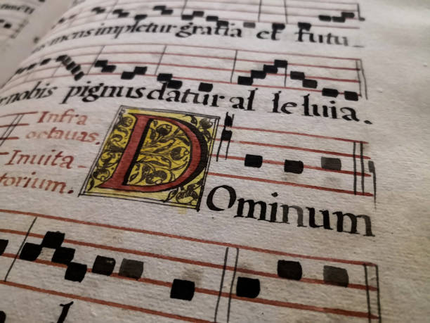 Closeup of an ancient musical page