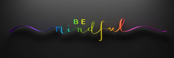 istock BE MINDFUL 3D render of rainbow brush calligraphy banner 1269041558