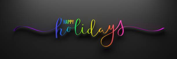 istock HAPPY HOLIDAYS! 3D render of rainbow brush calligraphy banner 1269041639