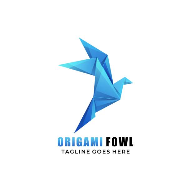 vektör i̇llüstrasyon origami fowl gradient renkli origami stil. - kumru kuş illüstrasyonlar stock illustrations