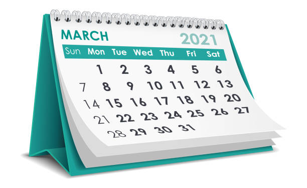 Calendar2021(mod03) March 2021 Calendar 2021 illustrations stock illustrations