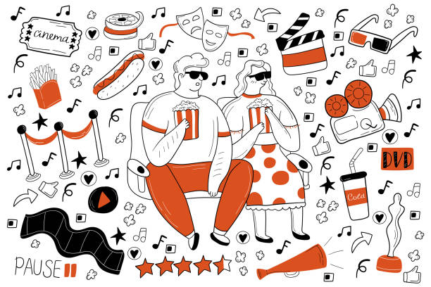 130+ Drawing Of People Watching Tv Illustrations - iStock