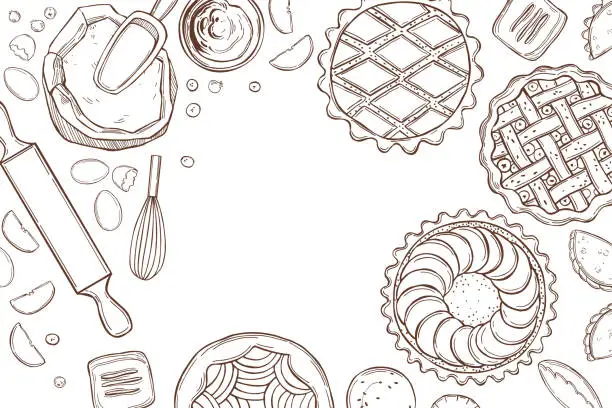 Vector illustration of Kitchenware  for baking pies.  Vector  illustration.