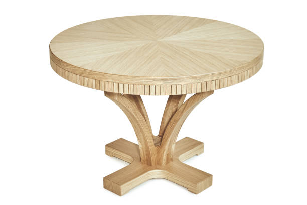 istock Modern wooden coffee table isolated against white background 1269074799