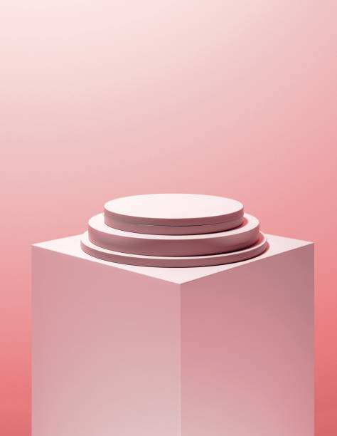 istock Blank pink round pedestal 1269082793