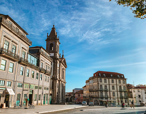 August 18th, 2020 – Porto, Portugal: You can see almost abandoned city streets of the famous old town of Porto which is usally crowded and loaded with tourists in summer e.g. at Igreja de São José das Taipas. \nLocated along the Douro River estuary in northern Portugal, Porto is one of the oldest European centres, and its core was proclaimed a World Heritage Site by UNESCO in 1996, as \