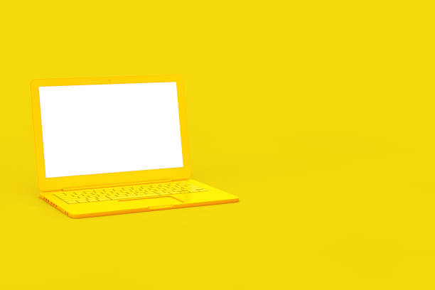 istock Modern Yellow Laptop Computer with Blank Screen for Your Design in Duotone Style. 3d Rendering 1269083302