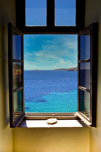 Window looking into the Mediterranean Sea. Stock Image.