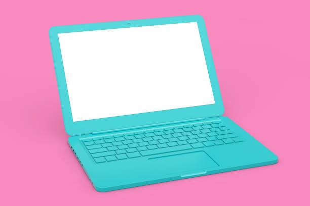 istock Modern Blue Laptop Computer with Blank Screen for Your Design in Duotone Style. 3d Rendering 1269083319
