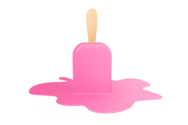 istock Delicious Pink Chocolate Flavor Stick Ice Cream Melting. 3d Rendering 1269083381