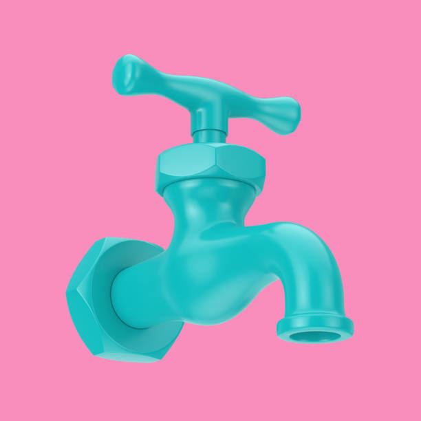 istock Blue Simple Water Tap in Duotone Style. 3d Rendering 1269083384