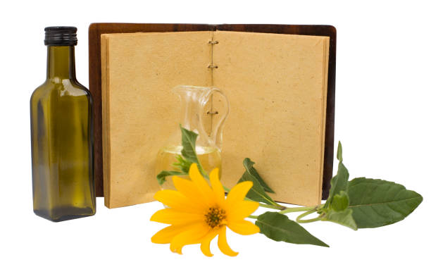 istock Recipe blank book with a copy space - alternative medicine. 1269086196