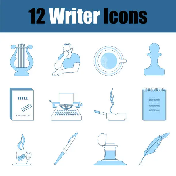 Vector illustration of Writer Icon Set