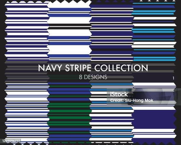 Navy Line Pattern Navy Stripes Seamless Pattern Collection Stock Illustration - Download ...