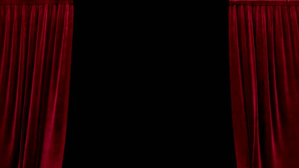 istock 3d render open red velvet curtain on a black background 1269097830