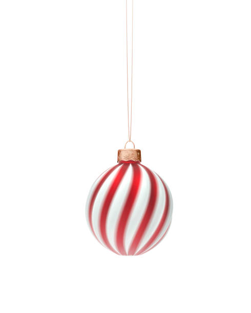 istock Red and white spiral twisted Christmas bauble 1269098065