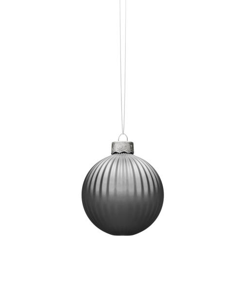istock Matt grey vertically ribbed Christmas ball 1269098235