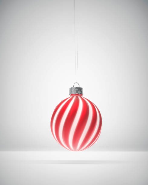 istock Matt red and white striped Christmas ornament 1269098265