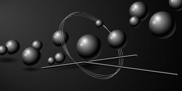 istock Dynamic 3d spheres. Abstract background with realistic black balls and geometric shapes. Vector illustration with falling bubbles. 1269099171