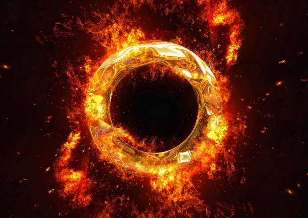 3D illustration of a burning metal ring