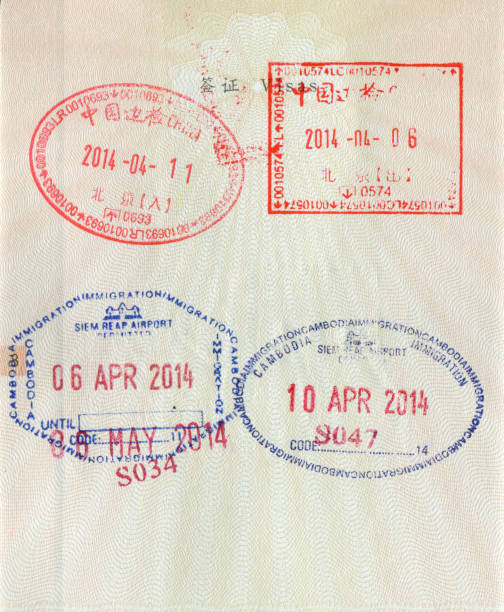 istock Chinese passport Border inspection stamp 1269099761