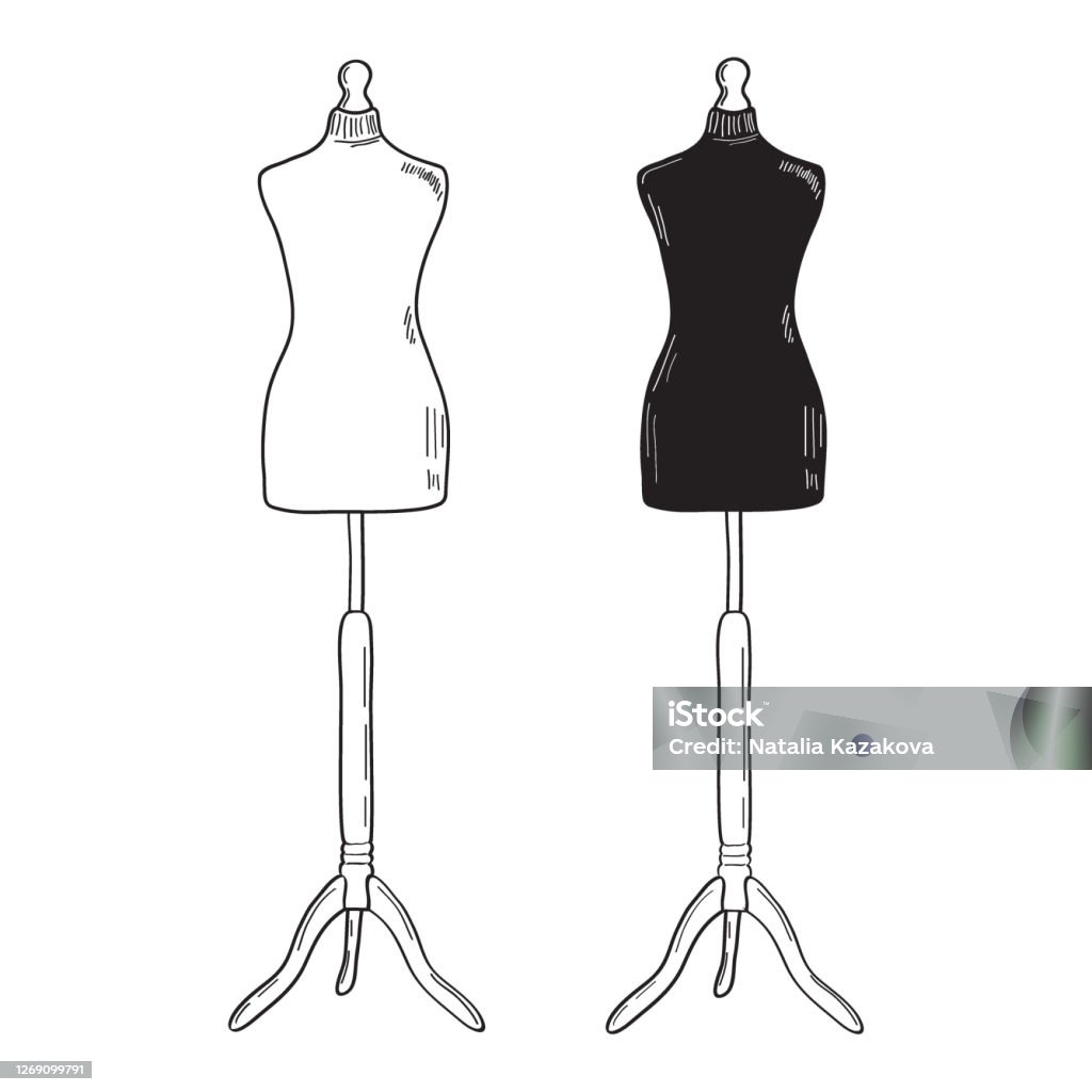 Retro Clothing Mannequin Stock Illustration - Download Image Now