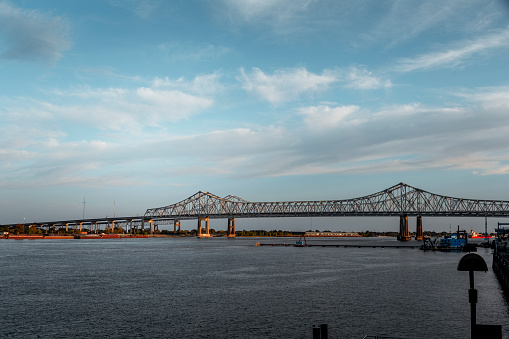 Daytime view of the Crescent City Connection Bridge in New Orleans Louisiana.