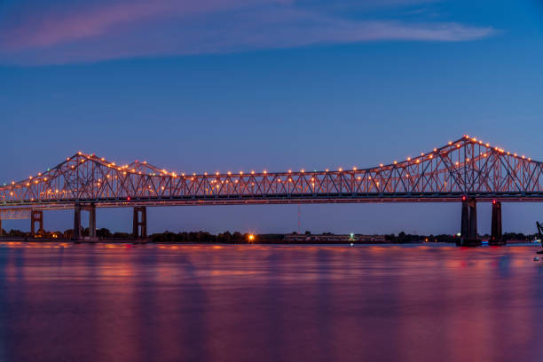 istock Illuminated bridge in New Orleans 1269102051