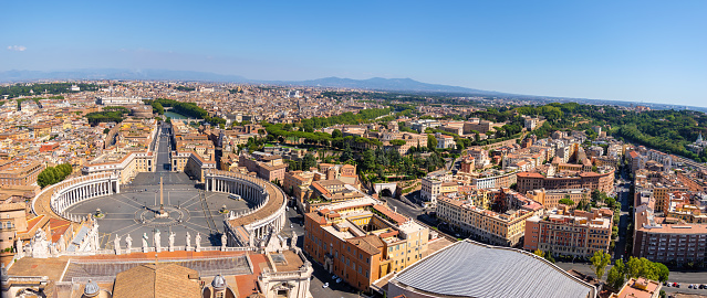 Rome, Italy - August 26, 2020 ; View of the Vatican and Saint Peter's Square, Rome, Italy.