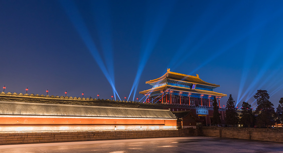 Beijing Forbidden City night light scene