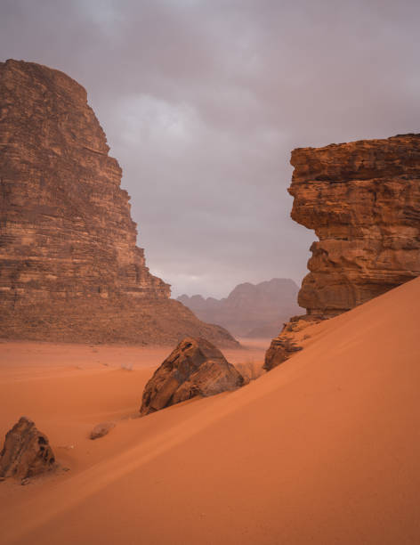 istock desert in Jordan- Wadi Rum , sandstone pillars 1269107437