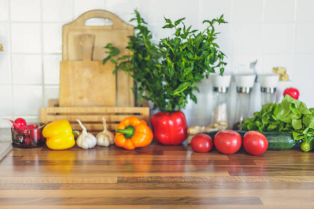 istock Kitchen table, healthy food background 1269113711