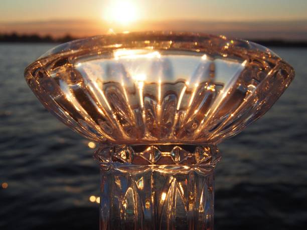 Crystal Candlestick with a Bokeh Lake Sunset
