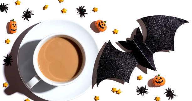 istock Halloween theme with a cup of coffee 1269117668