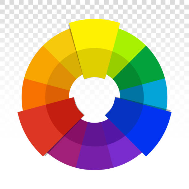 illustrations, cliparts, dessins animés et icônes de icône vectorielle plate de roue de couleur complémentaire pour les applications et les sites web - design color swatch plan painting