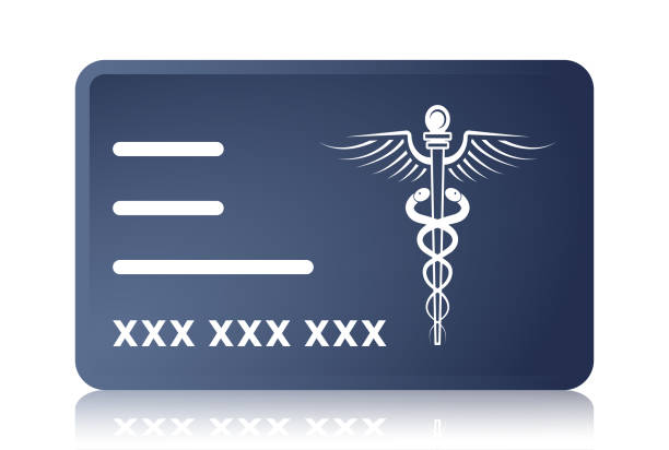 stockillustraties, clipart, cartoons en iconen met medische ziektekostenverzekering kaart platte kleur pictogram voor apps of website - zorgverzekering