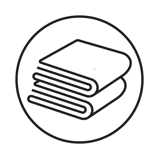 Rounded the folded bath towels or hand towel line art icon Rounded the folded bath towels or hand towel line art icon for apps or website folded paper towels stock illustrations
