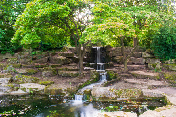 Clifton Park Rock Garden, Rotherham, South Yorkshire, England stock photo