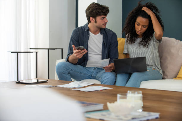 istock Young couple paying bills 1269131202