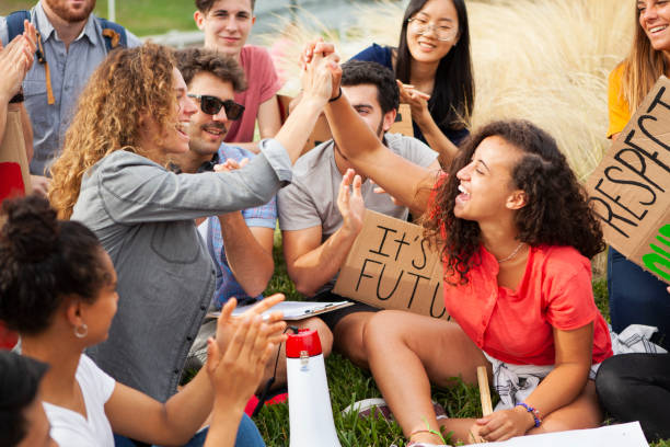 istock Protestors sitting outdoors 1269132215