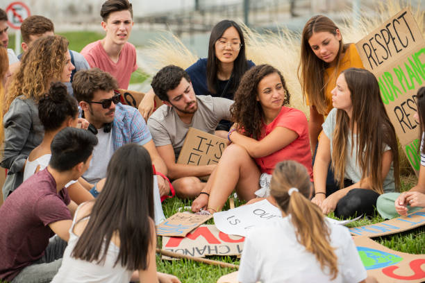 istock Protestors discussing outdoors 1269132228