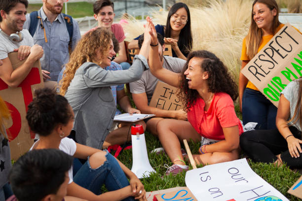 istock Protestors sitting outdoors 1269132243